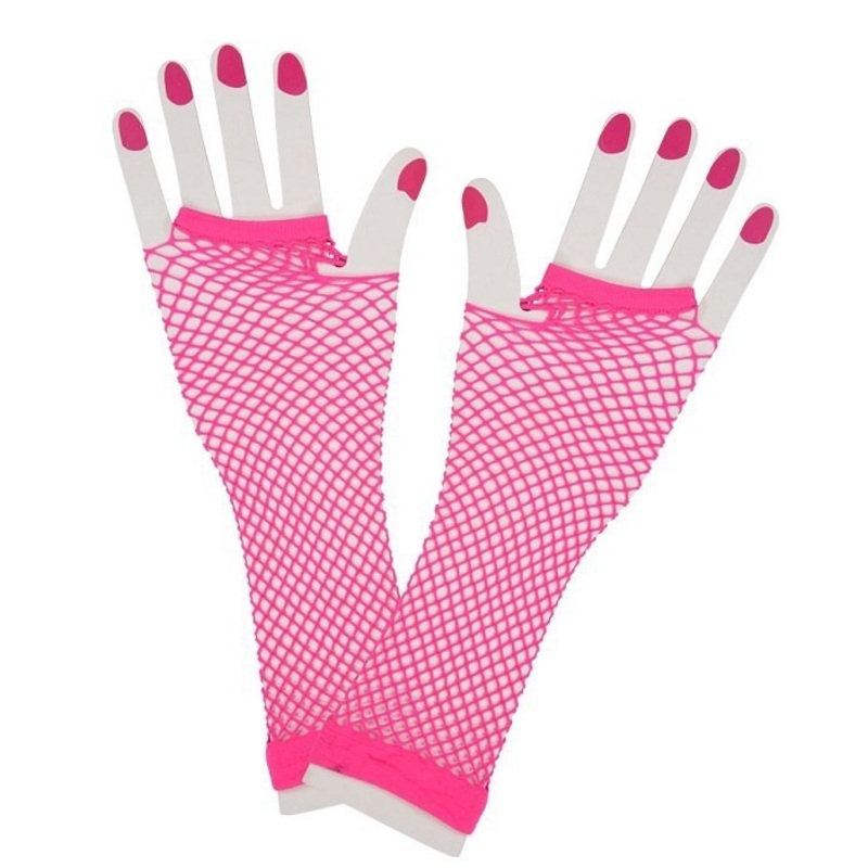 80’s Fishnet Gloves – Neon Pink