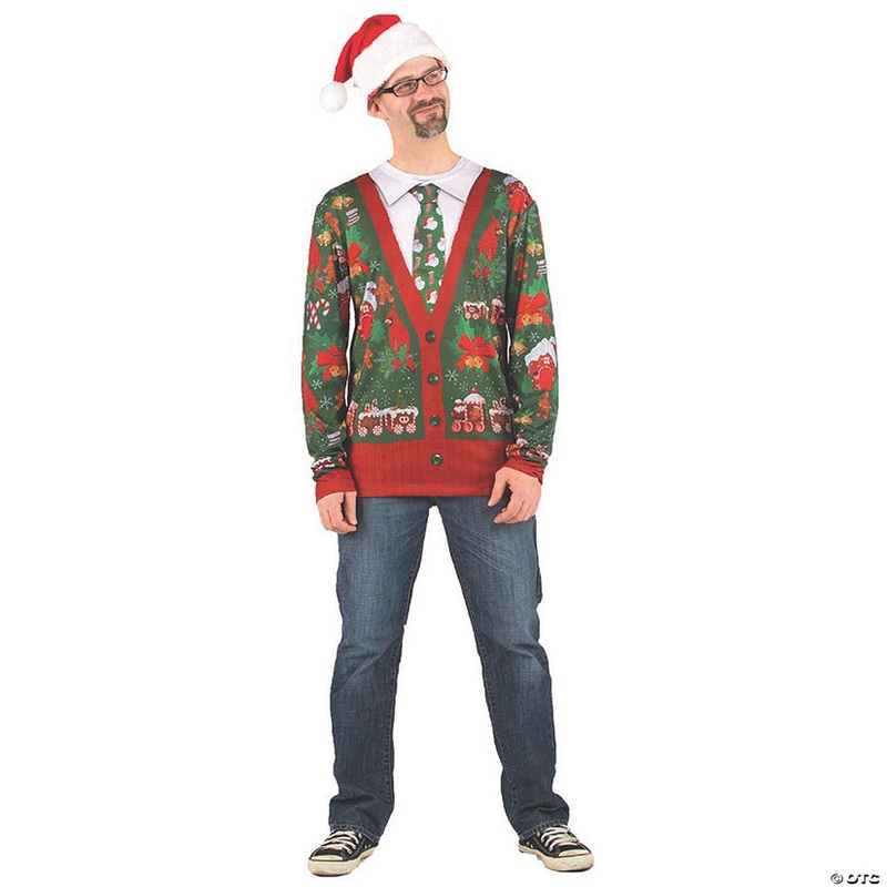 Adult Ugly Christmas Cardigan T-Shirt Costume