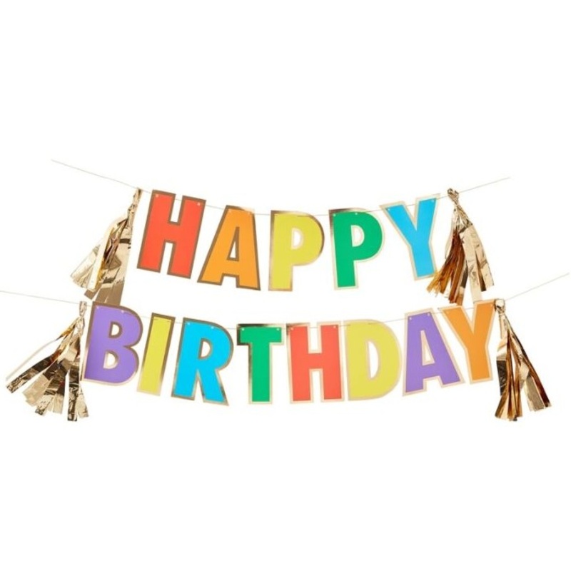 DIY rainbow happy birthday garland 3m