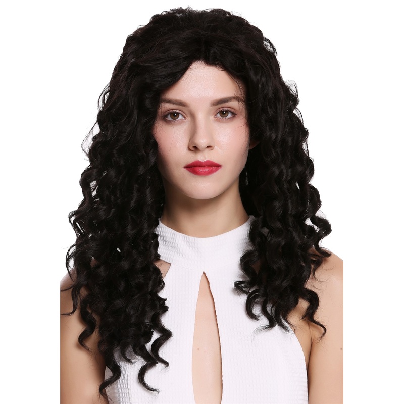 Lady wig lace front very long corkscrew curls ringlets curly black LS-016-LF