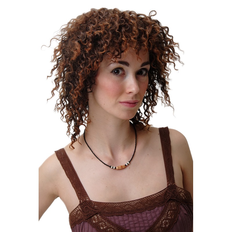 Lady Woman Wig Afro Caribbean kinks curls Volume brown highlights 4127