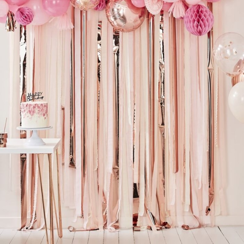 Pink Masking Tape Fringed Curtain