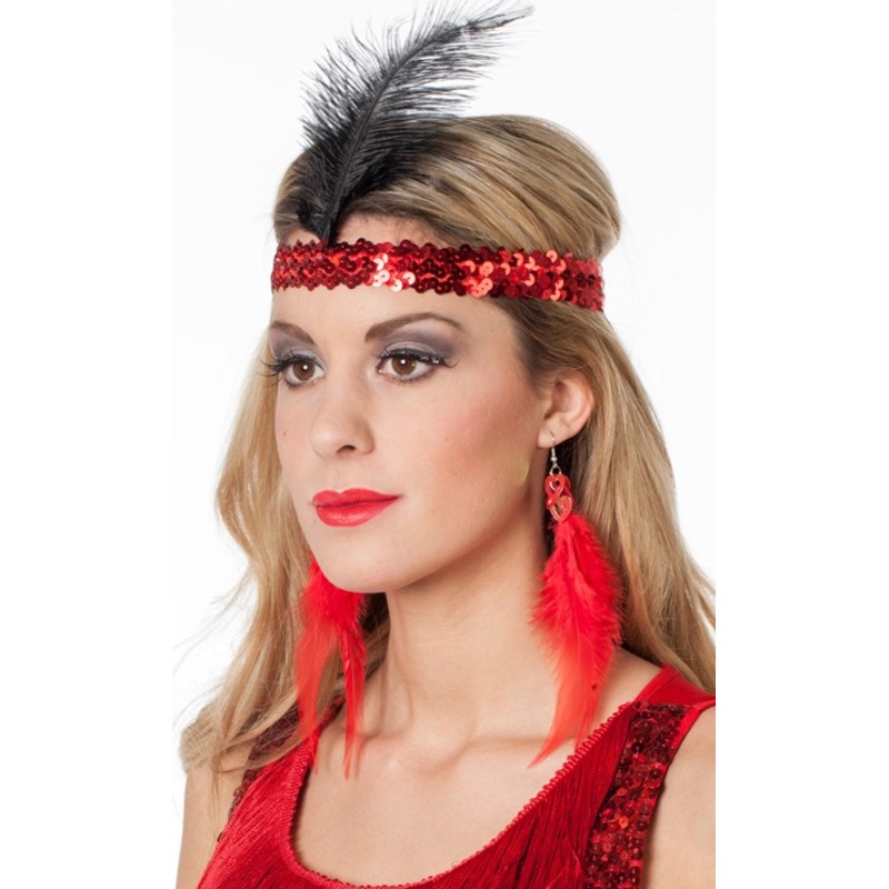 Red Utanella feather earrings