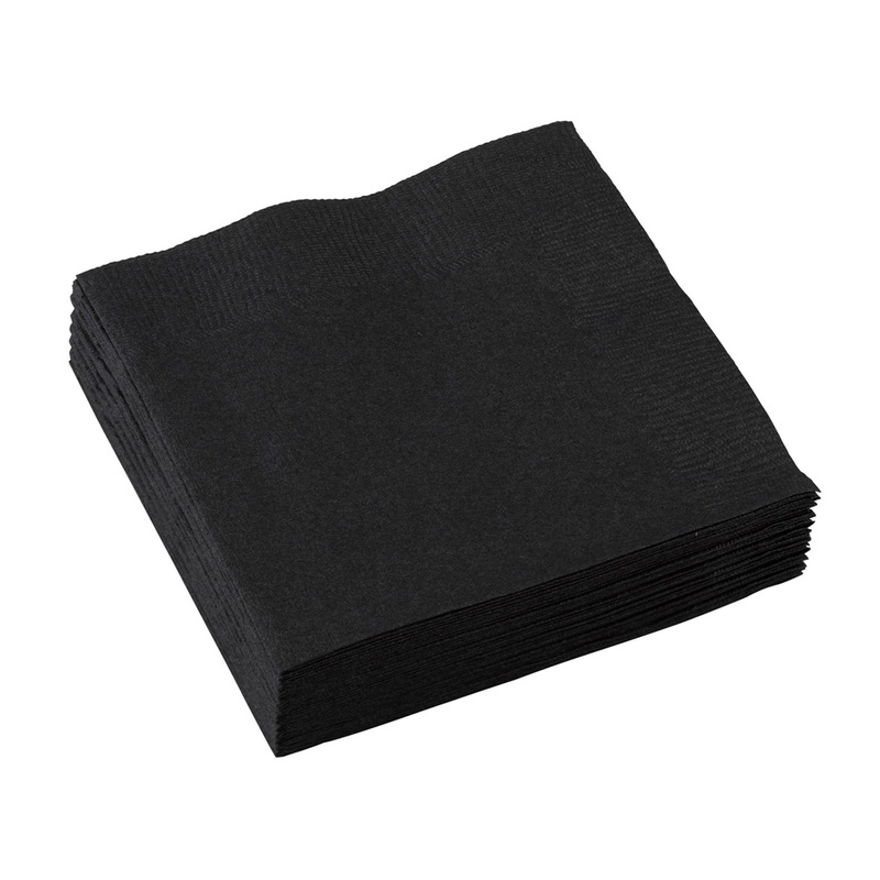 20 Party Napkins Black 25cm