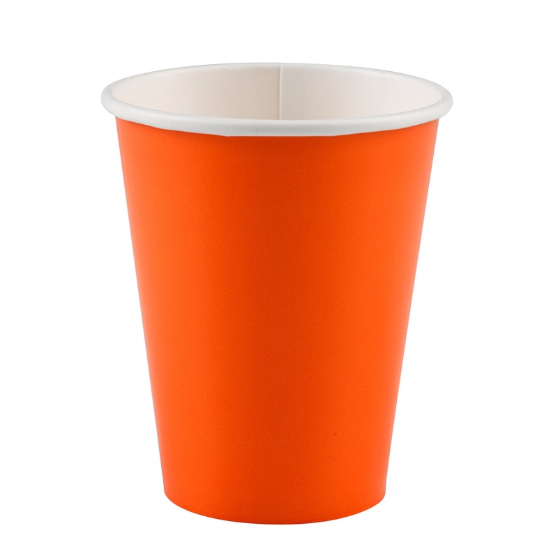8 party buffet paper cups orange 266ml