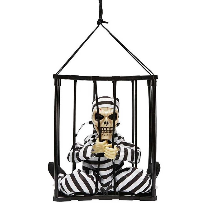Convict skeleton in the cage with light & sound