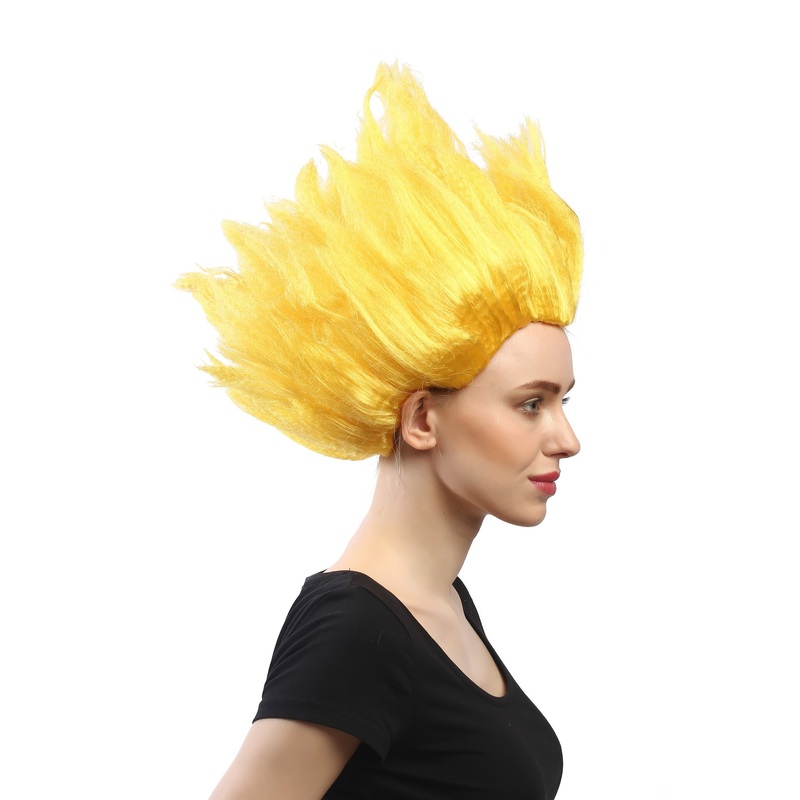 Lady Man Wig Halloween Fire Demon Devil Flower Fairy yellow teased high 91062