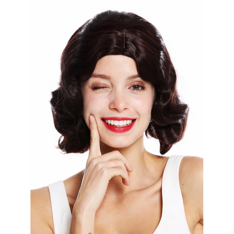 Lady wig 20’s swing Charleston middle parting wavy mahogany brown mix GFW1726