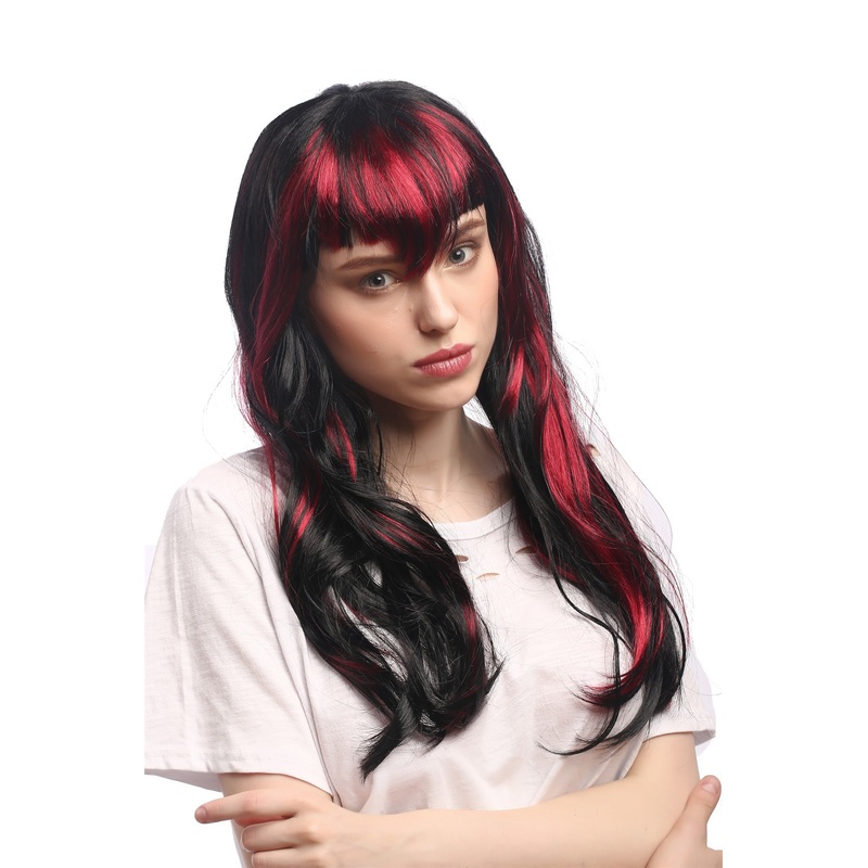 Lady Wig gothic witch black red Vampire She-Devil Dark Fairy pointy fringe 90771