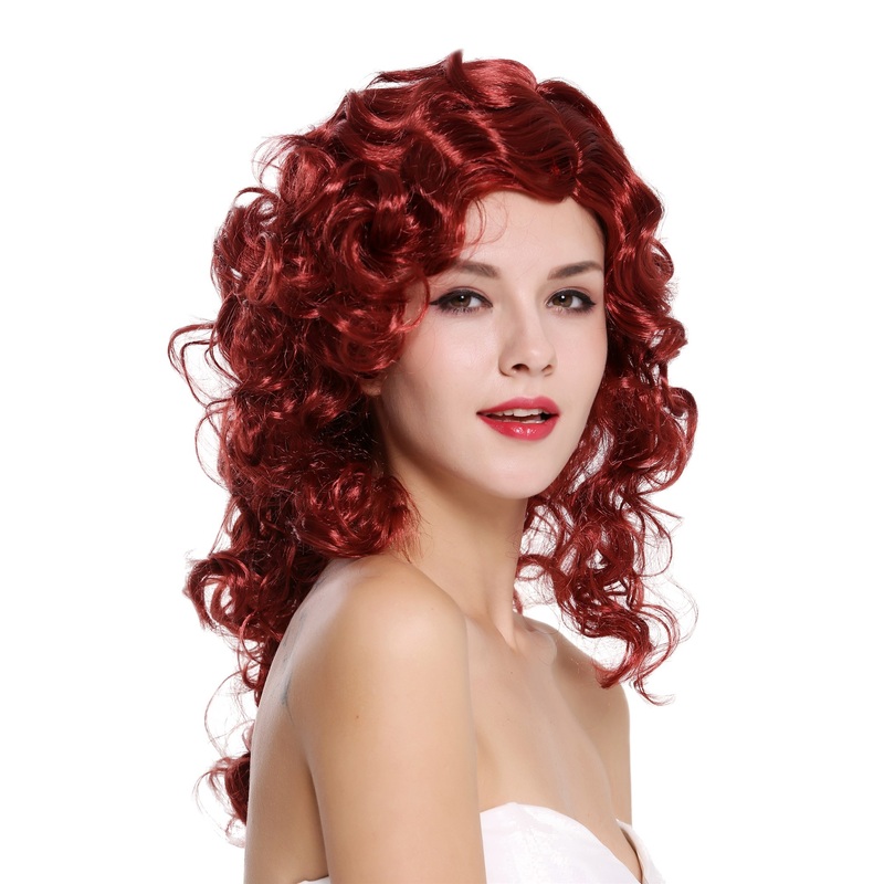 Wig Lady Women very voluminous mane curls curly thick dense red mix 0051