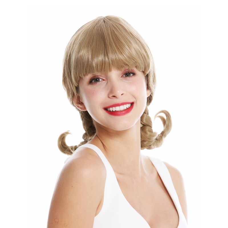 Women’s wig lady cosplay fringe braids stiffly plaited blonde GFW3273