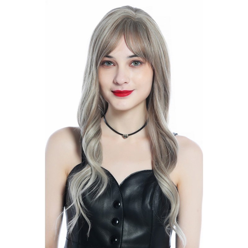 Women’s Wig very long wavy Balayage medium blond platinum highlights LC272N
