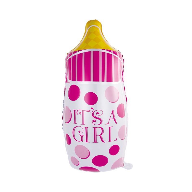 XL baby shower foil balloon bottle pink 80cm