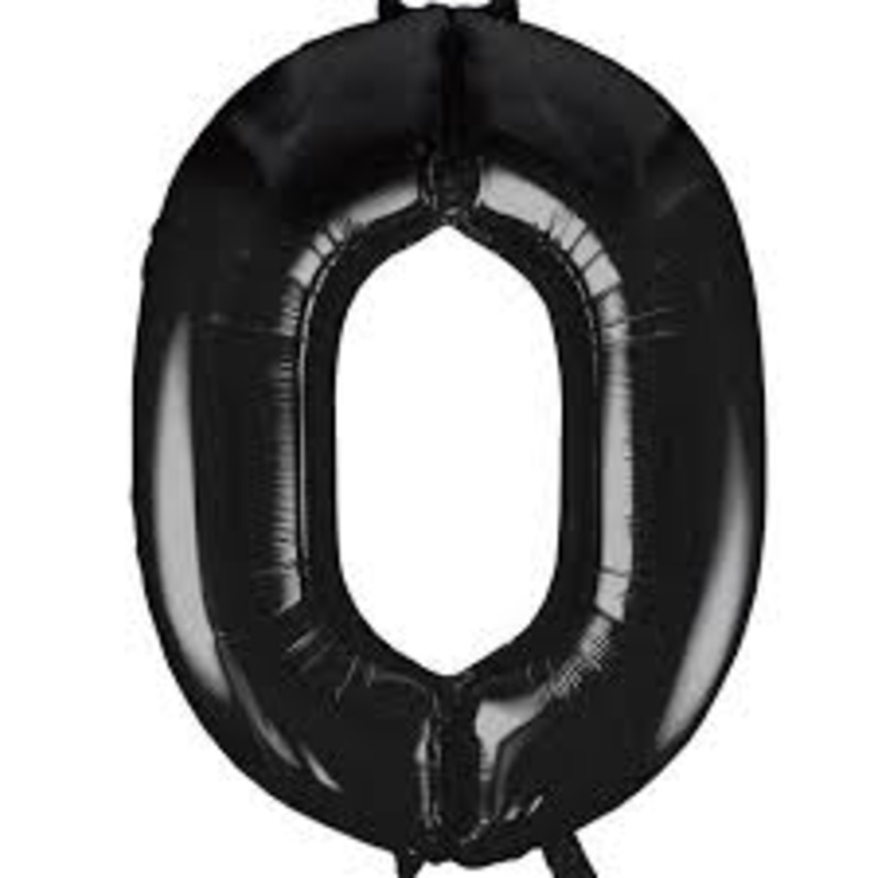 34 Black Numbered Foil Balloon #0