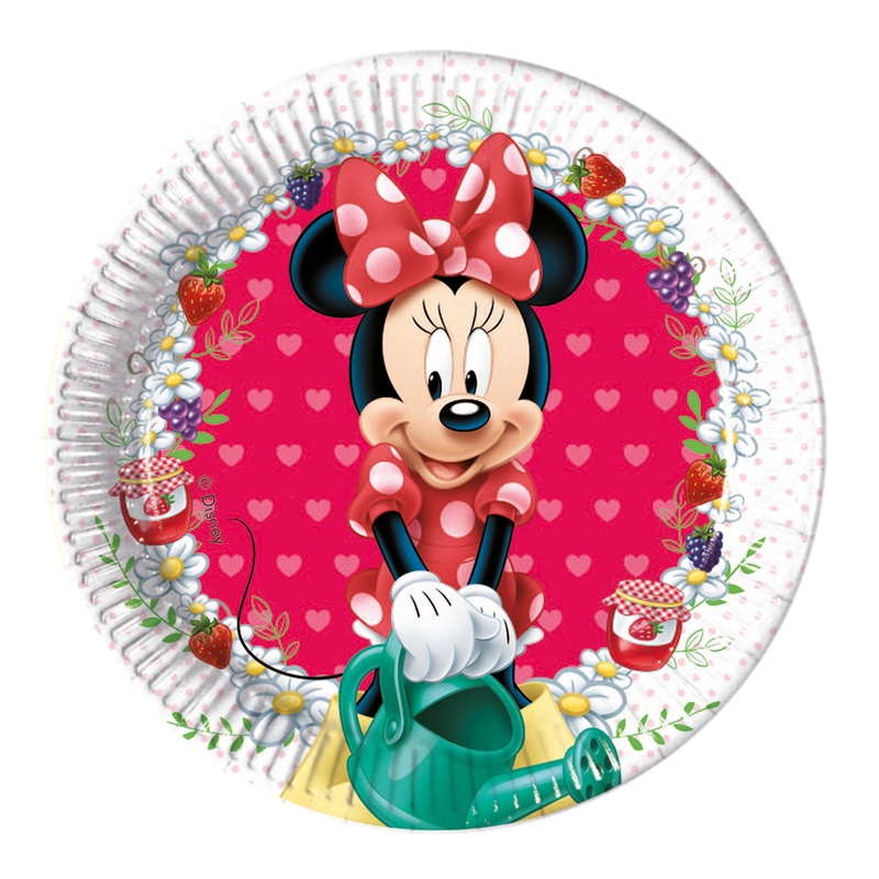 8 Minnie Mouse strawberry garden paper plates 20cm