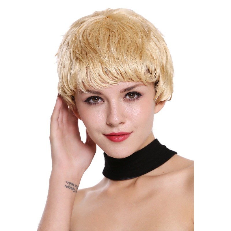 Lady wig women human hair short wet look bright platinum blonde RGH-5938A-HH