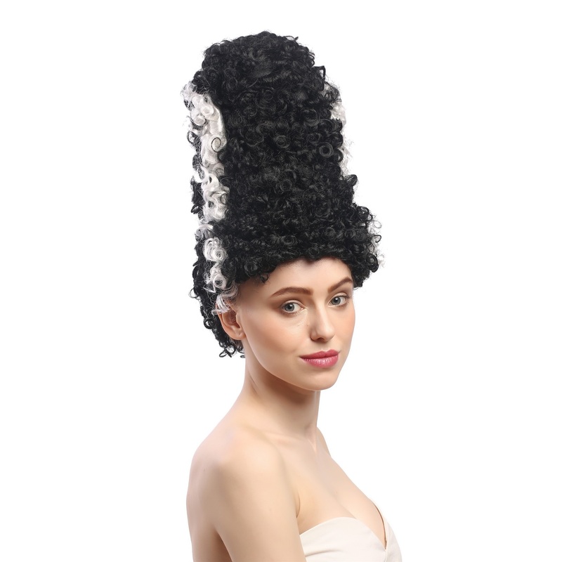 Lady wig Halloween Frankenstein Bride Victorian Gothic Beehive black grey 90903
