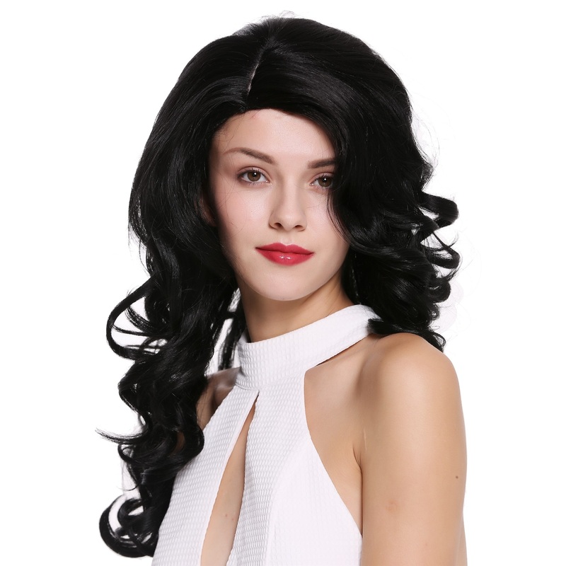 Lady women wig long wavy parting teased volume black Diva DW1948