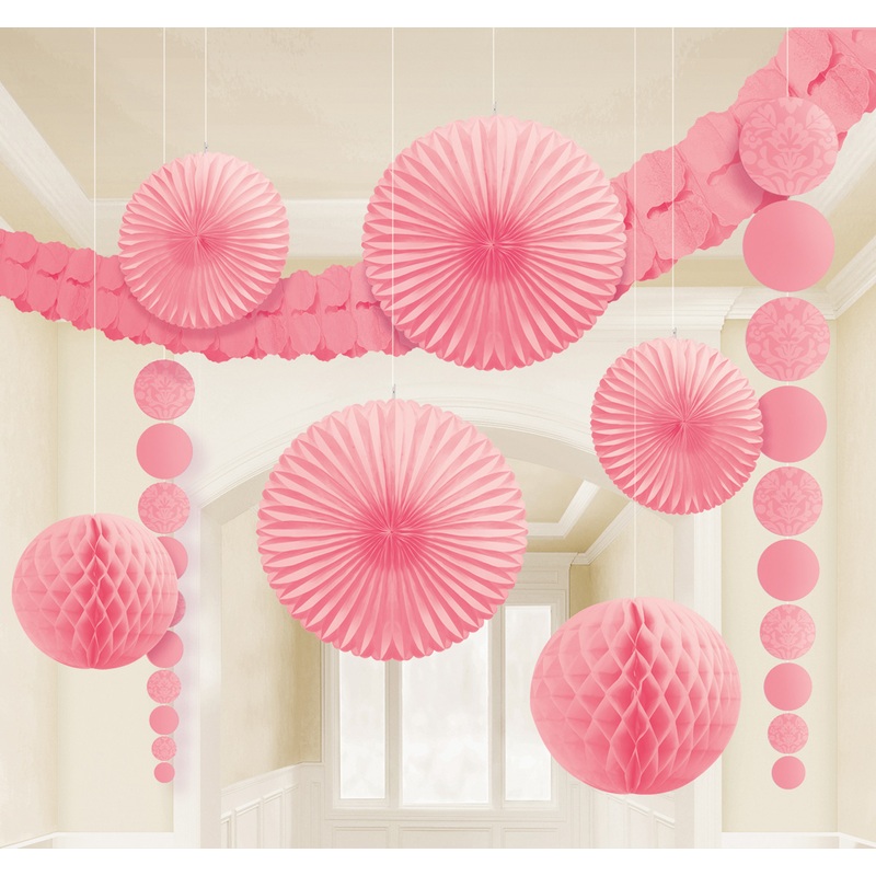 New Romance Party hanging decoration set old rose 9 pieces