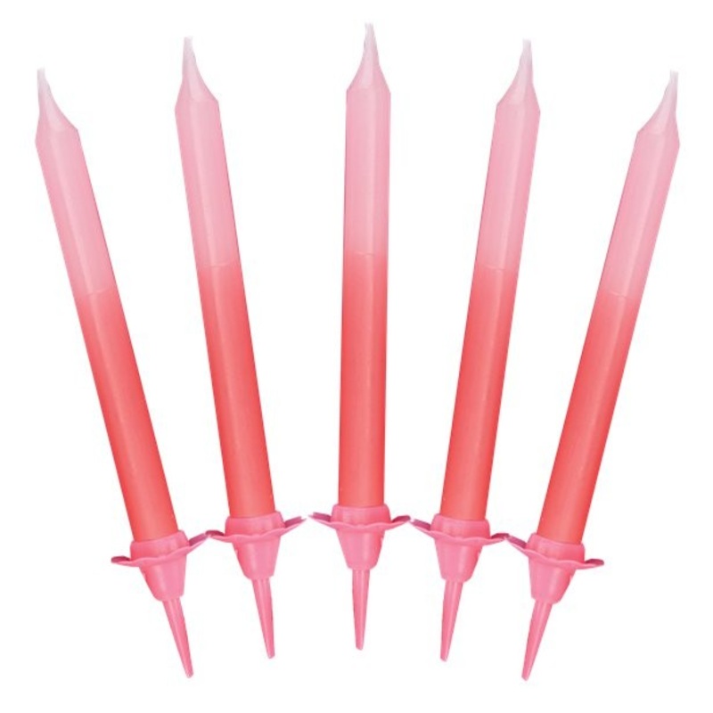 24 Ombr cake candles Rosy