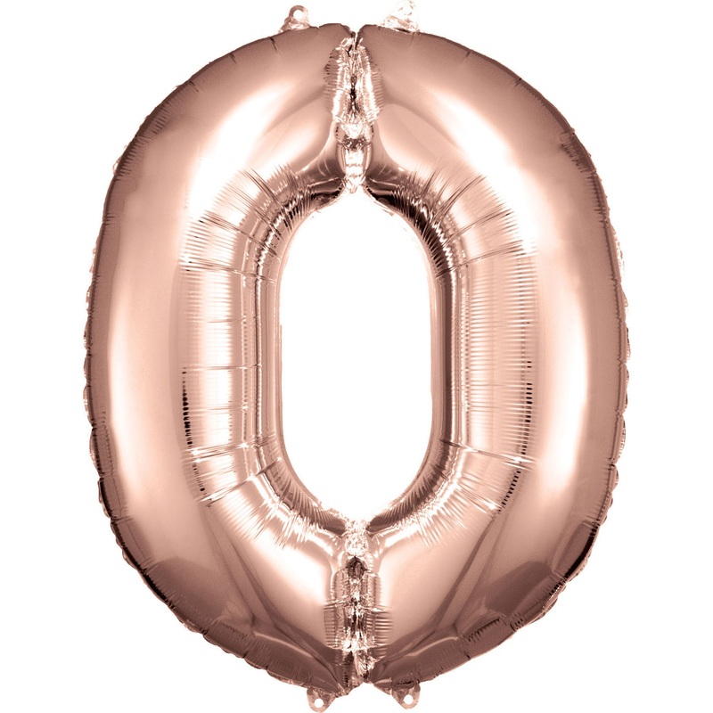 33 Rose Gold Numbered Foil Balloon #0