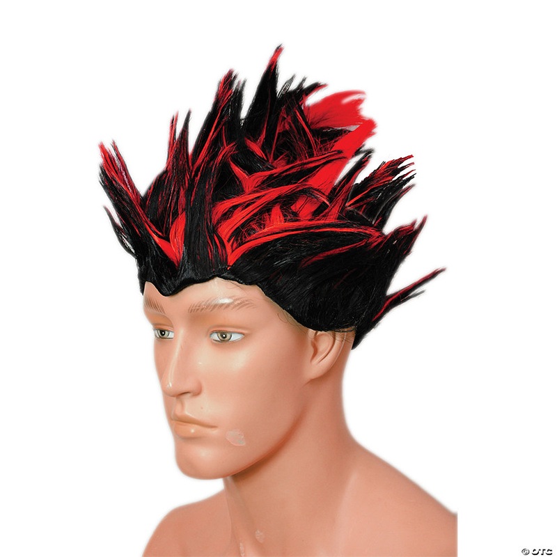 Adults Red & Black Spikes Wig