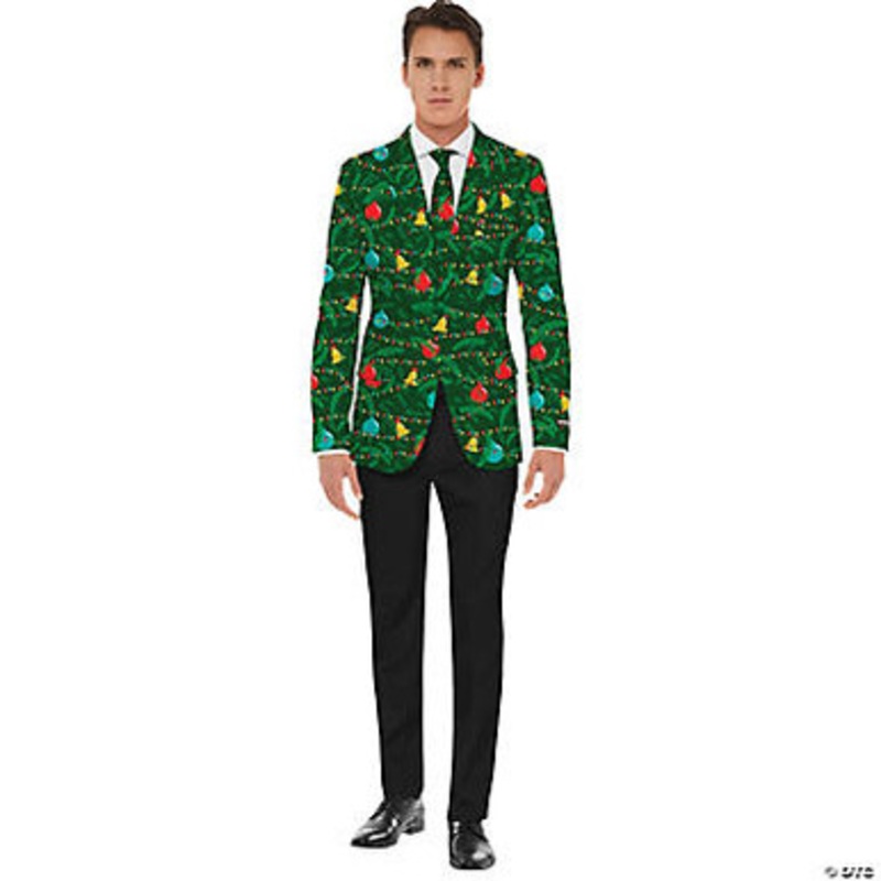Christmas Jacket & Tie Men’s Green  Medium