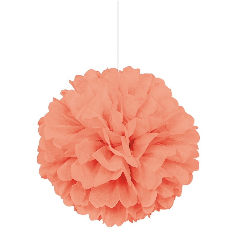 Fluffy pompom decoration coral 40cm