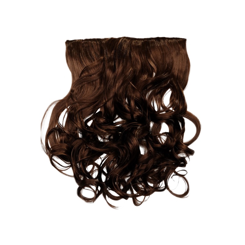 Hairpiece Halfwig 5 clip Clip-In Extension long curled curls medium brown WH5008-180C-10