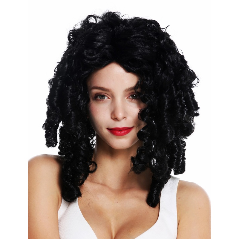 Lady party wig Halloween Baroque Gothic Lolita ringlets curls long black 91056