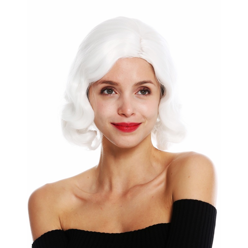 Lady wig 20’s swing jazzy Charleston Chicago middle parting wavy white GFW1726