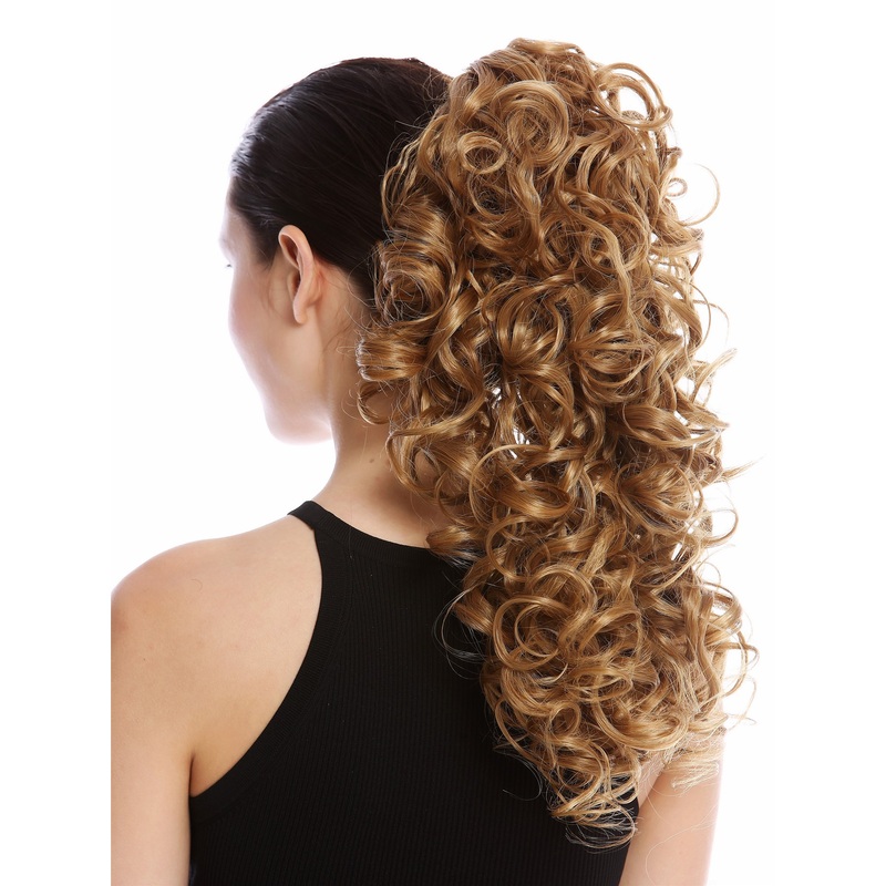 Ponytail Hairpiece Combs Clamp long voluminous curled curls honey blonde MKB-6A