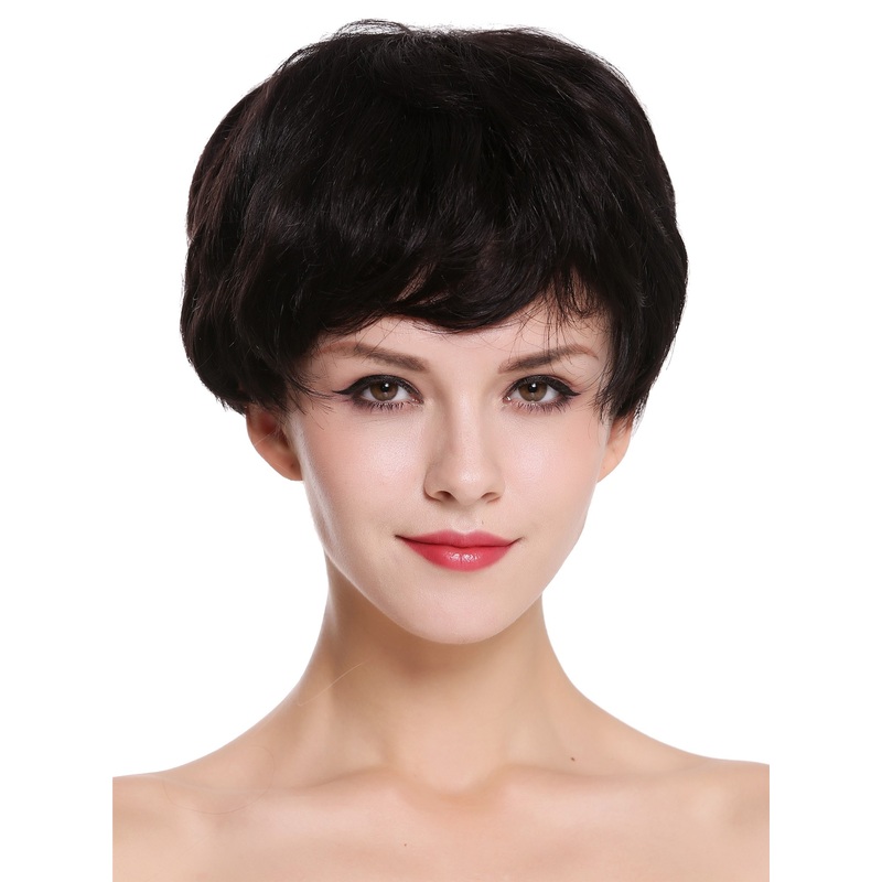 Women’s wig human hair short pixie Page black wavy lady RGH-6994-HH