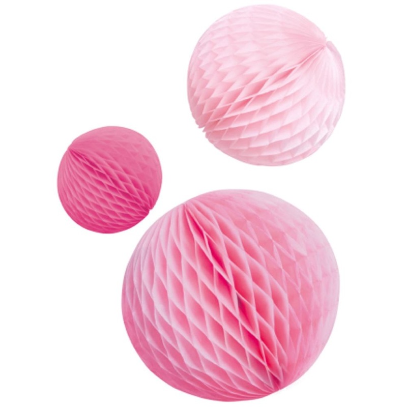 3 Pink Honeycomb Balls