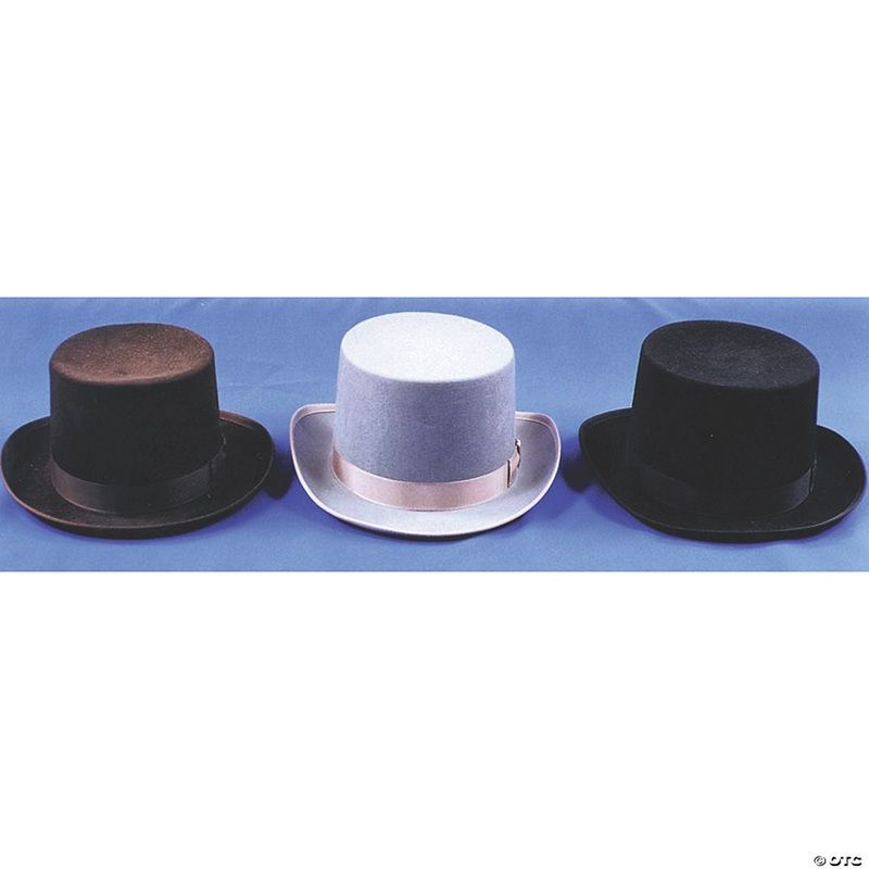 Adults Black Felt Top Hat with Hatband – Large