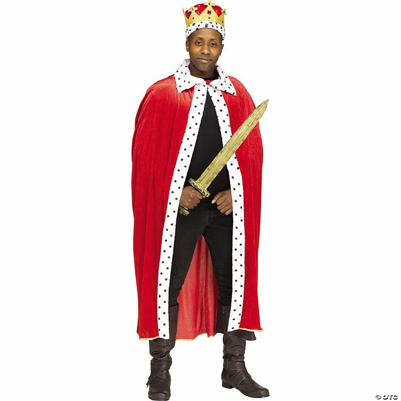 Adults Royalty Polyester Robe & Plastic Crown Set – One Size
