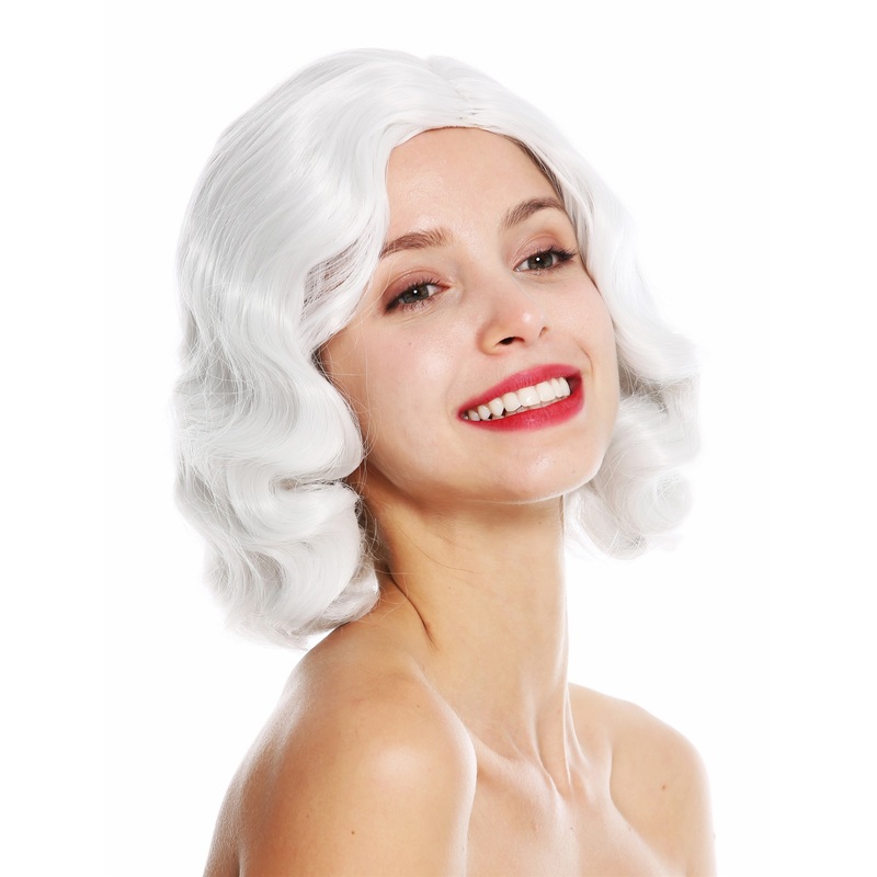 Lady wig 20’s swing Charleston middle parting wavy white light grey GFW1726