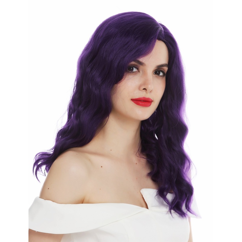 Lady wig long parting wavy waved classy 1930’s Hollywood diva dark purple VK-58