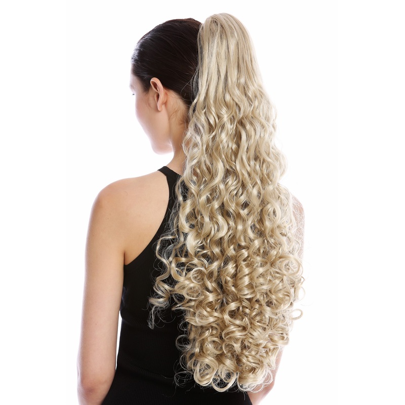 Ponytail Hairpiece very long curled curls curly champagne blonde 23
