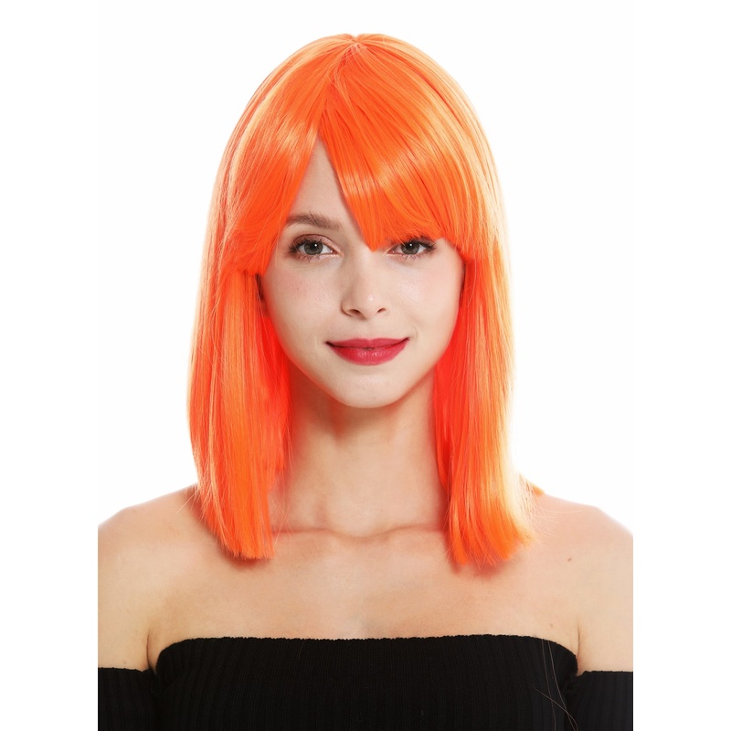 Women’s wig short shoulder length long bob sleek Cleopatra fringe orange VK-10