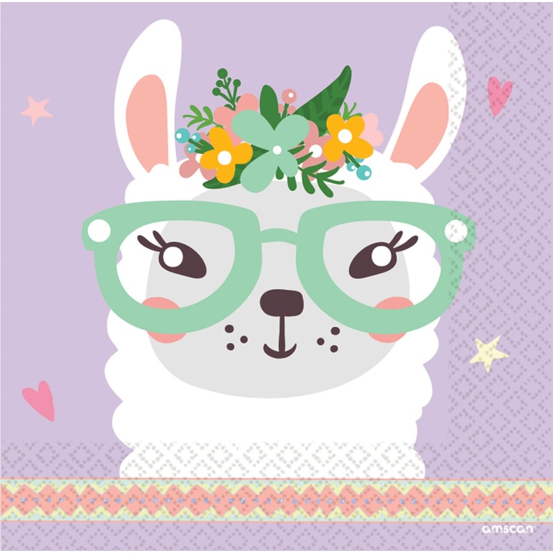 16 Llama Party Napkins 33cm