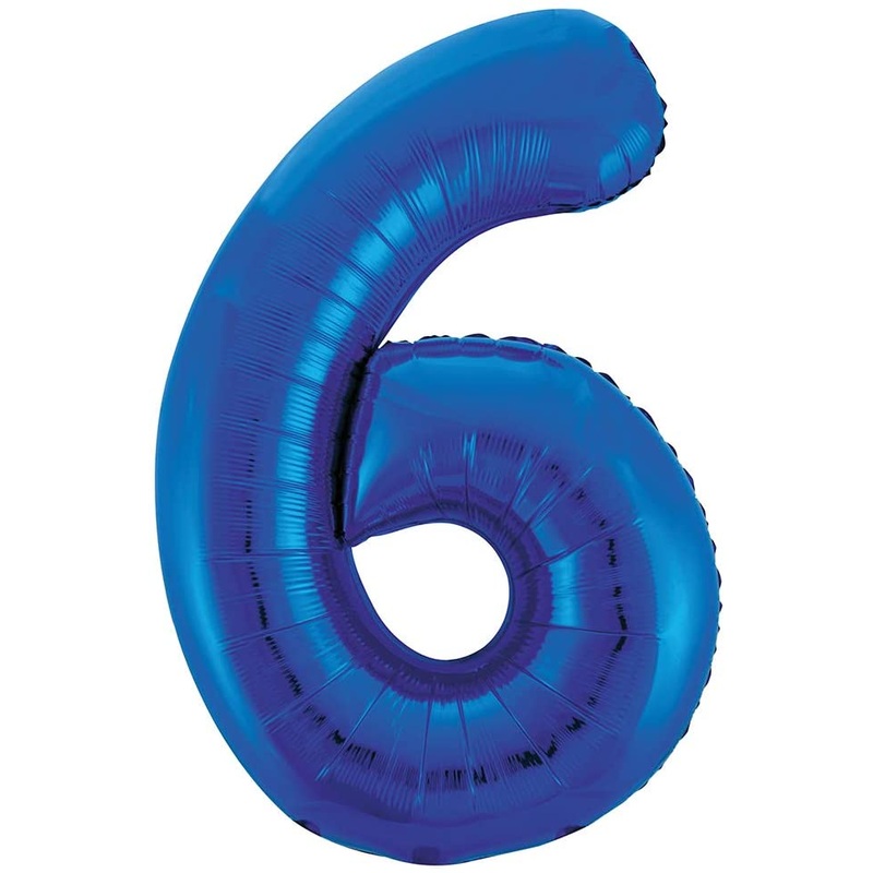34” Blue Numbered Foil Balloon #6