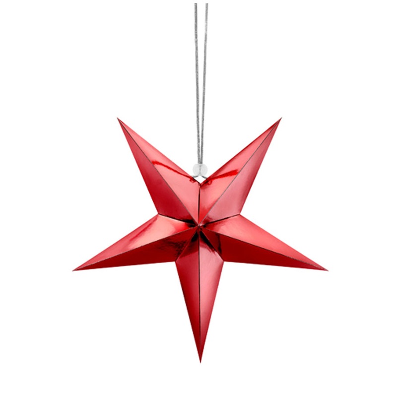 3D Christmas Star Red 30cm