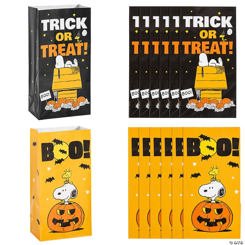5 1/4 x 10 Peanuts Snoopy & Woodstock Halloween Paper Treat Bags – 12 Pc.