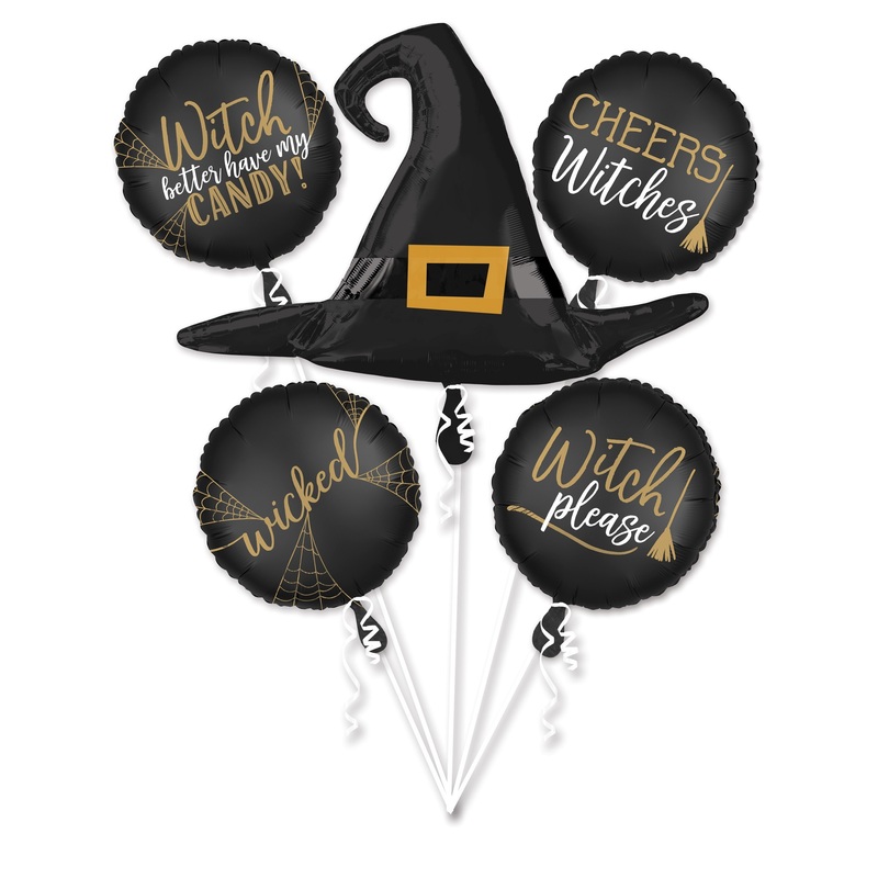 5 Haunted Witch foil balloons