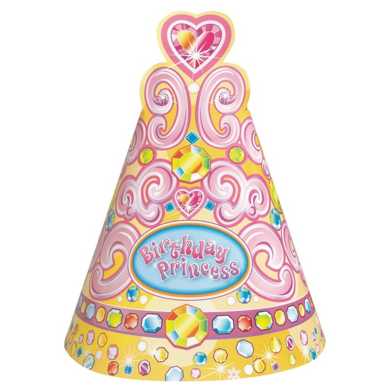 Happy Birthday Princess Marie party hat 8 pieces