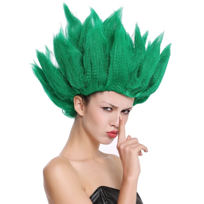 Lady Gents Man Party Wig Demon Flower Wood Fairy Pixie green teased high 91062