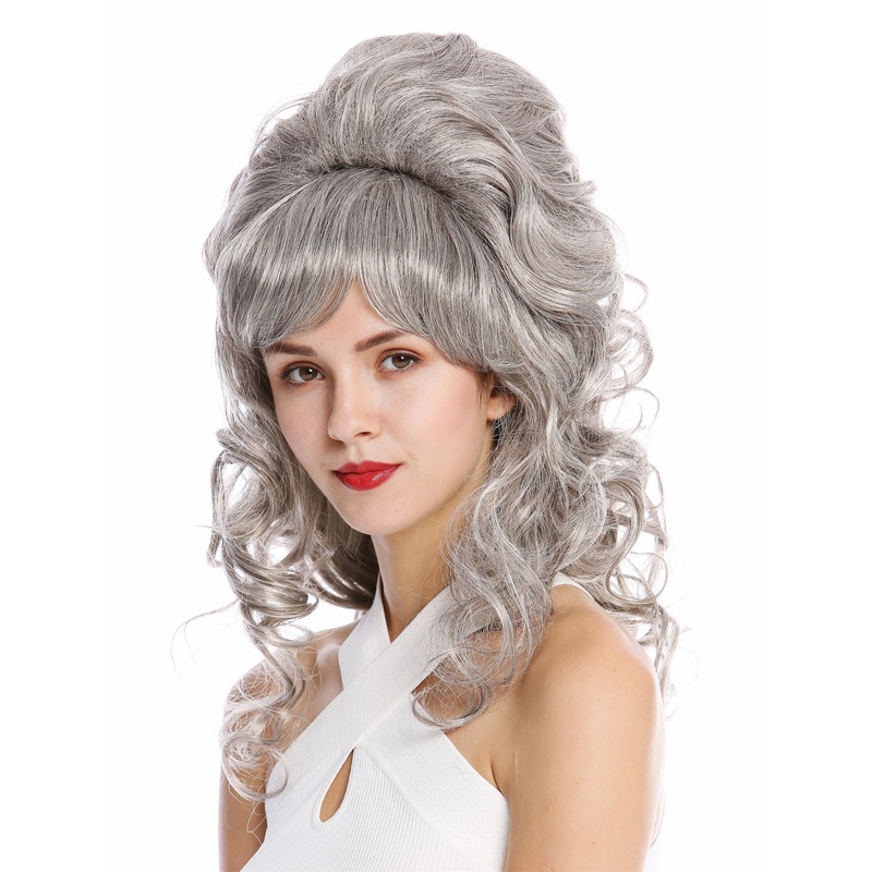 Lady Wig Baroque 60s Beehive Retro Bun curly long grey gray Pop Singer GFW2418