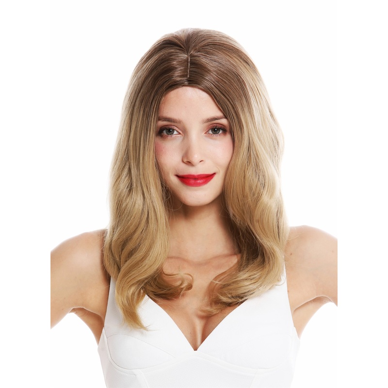 Women’s wig long waved middle parting ombre brown blonde GFW3070