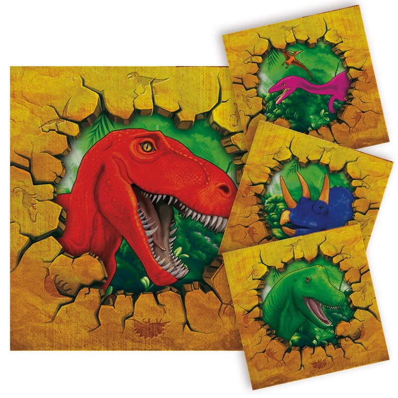 16 Dinosaur Adventure Napkins 25cm